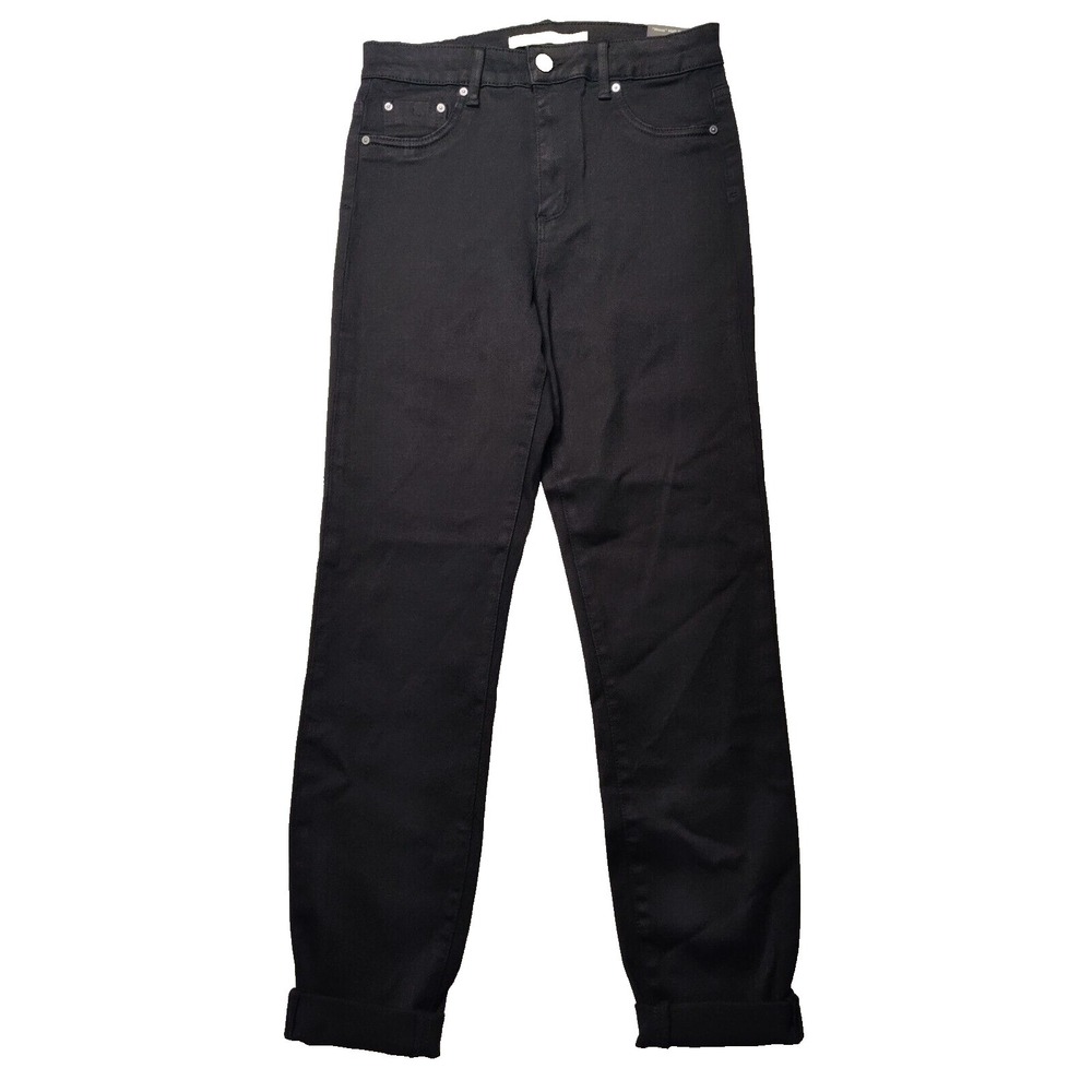 TRACTR MONA Women Size 4/27 Black High Rise Rolled Hem Crop Jeans NEW